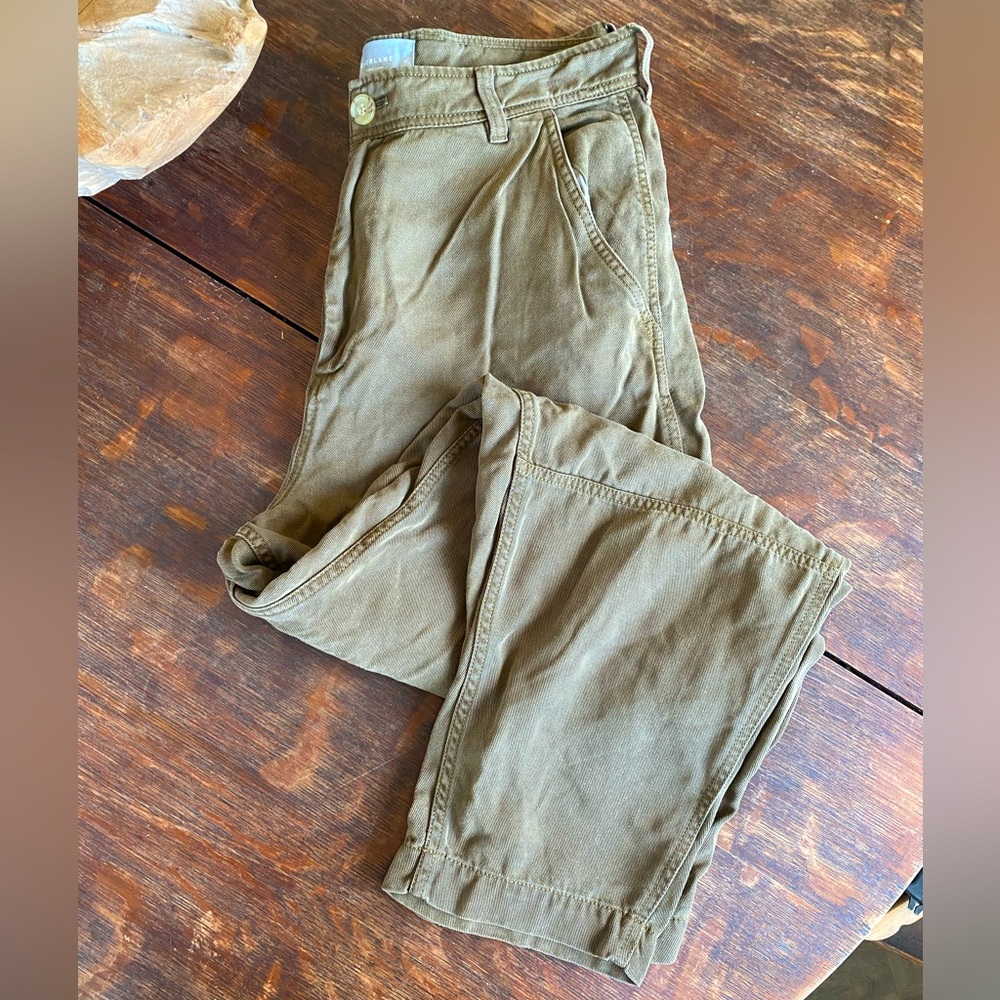Everlane High Waisted Olive Barrel Trouser Pant